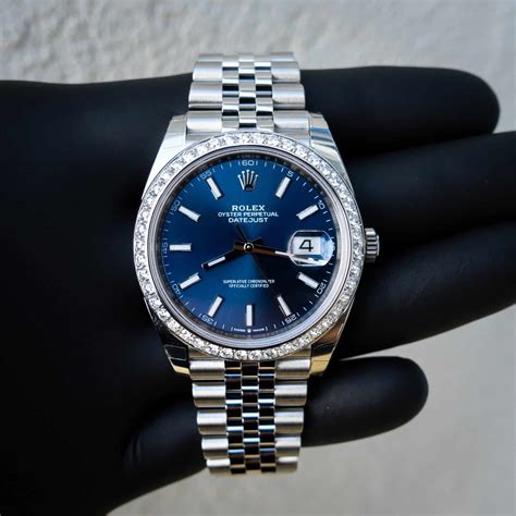 rolex date just blue motif|rolex datejust 41 with diamonds.